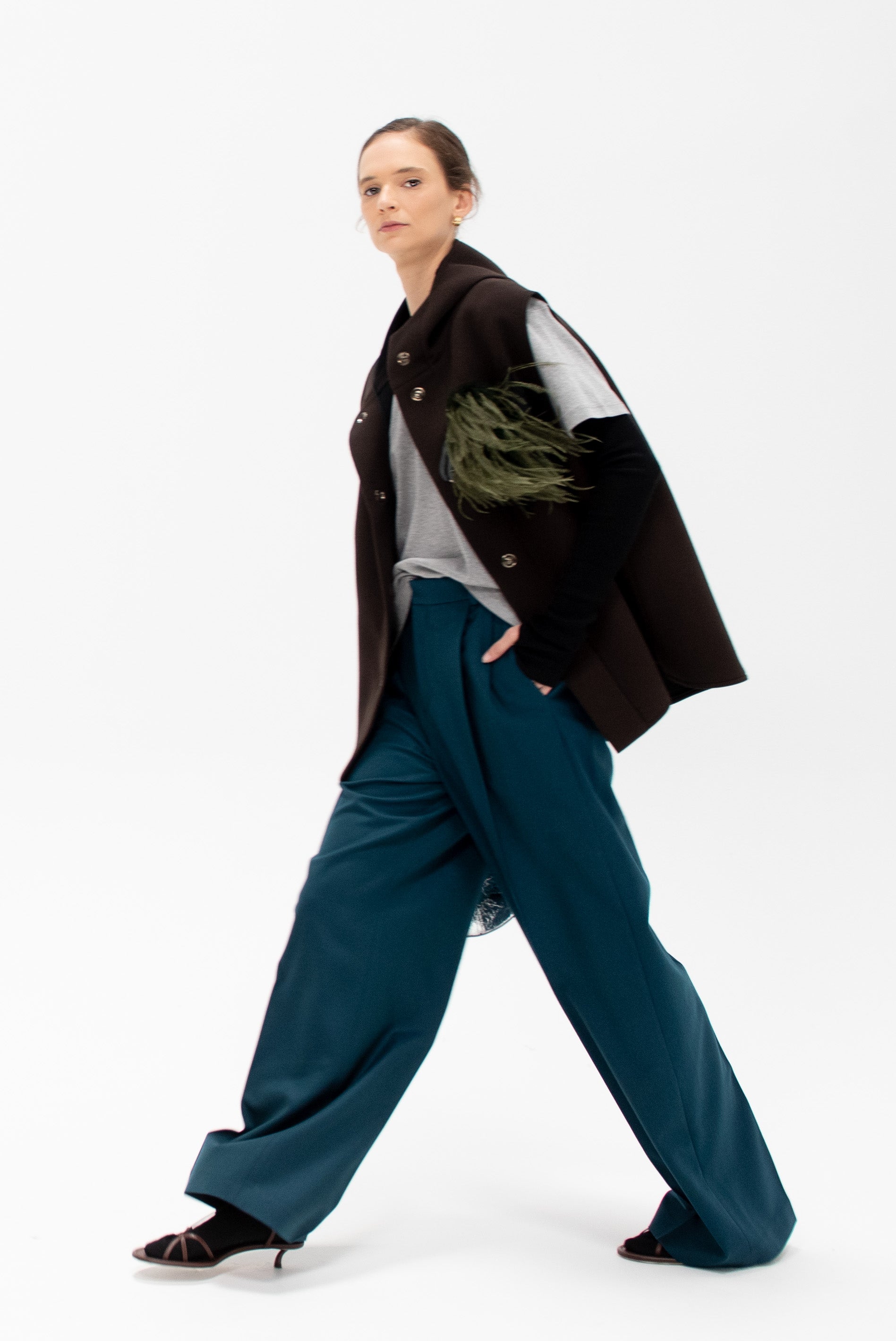 Rio Grande - Lambswool Pleated Trousers, Emerald