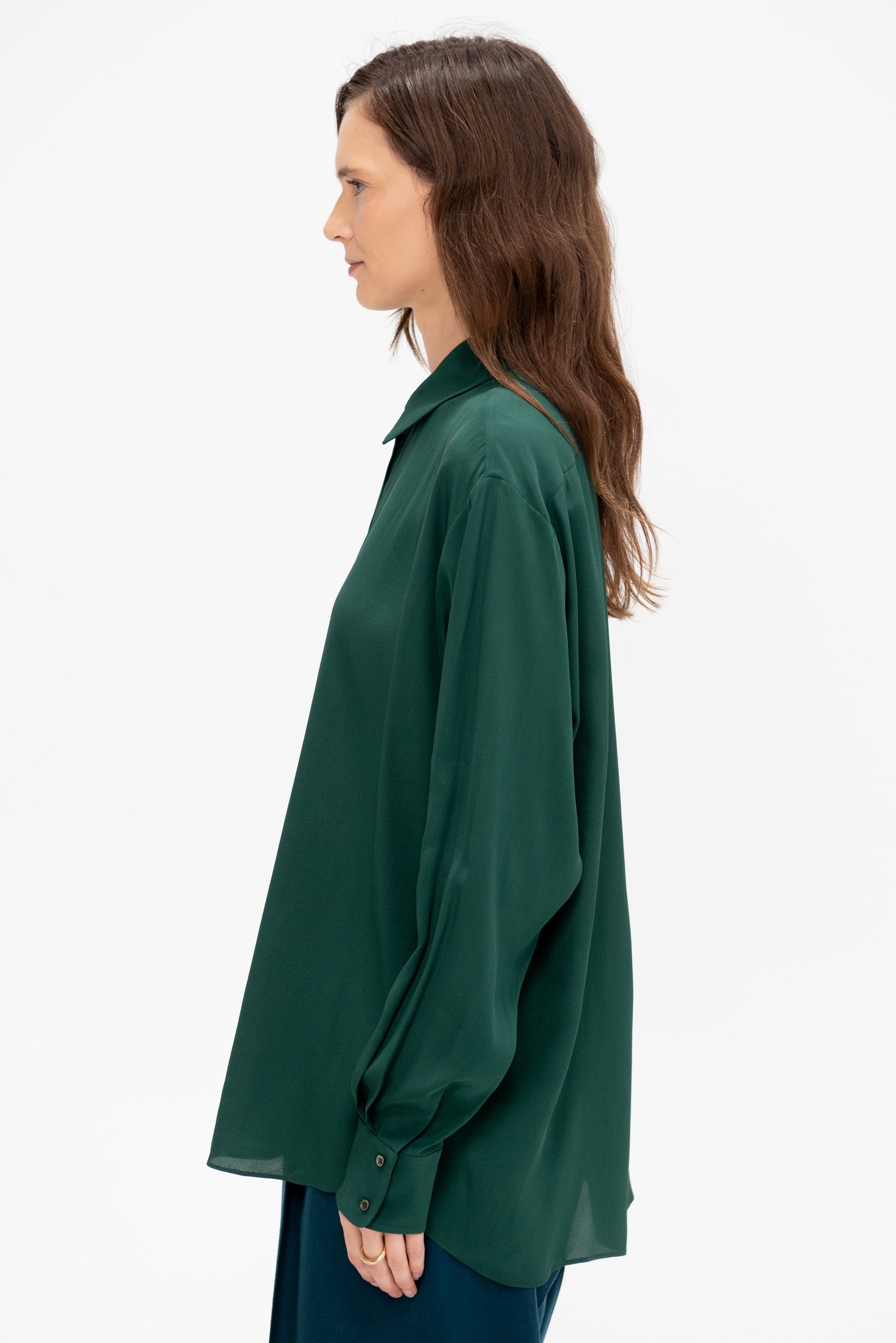 Volga - Silk Crepe Shirt, Forest