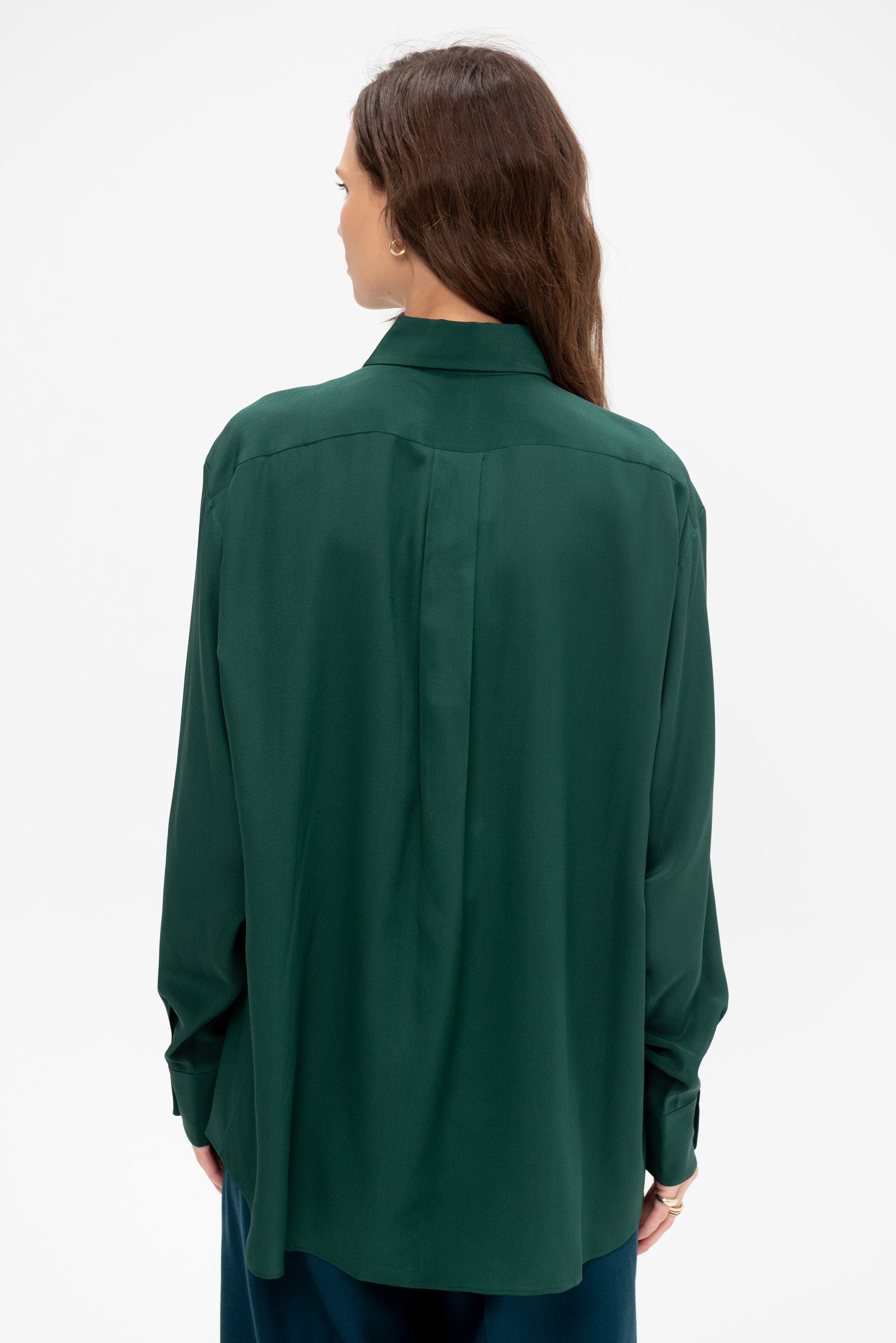 Volga - Silk Crepe Shirt, Forest