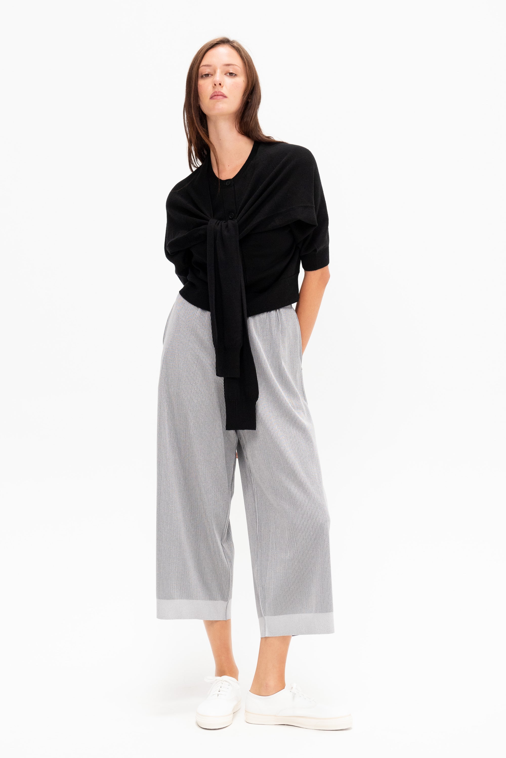 Four-Sleeved Wool Cardigan, Black