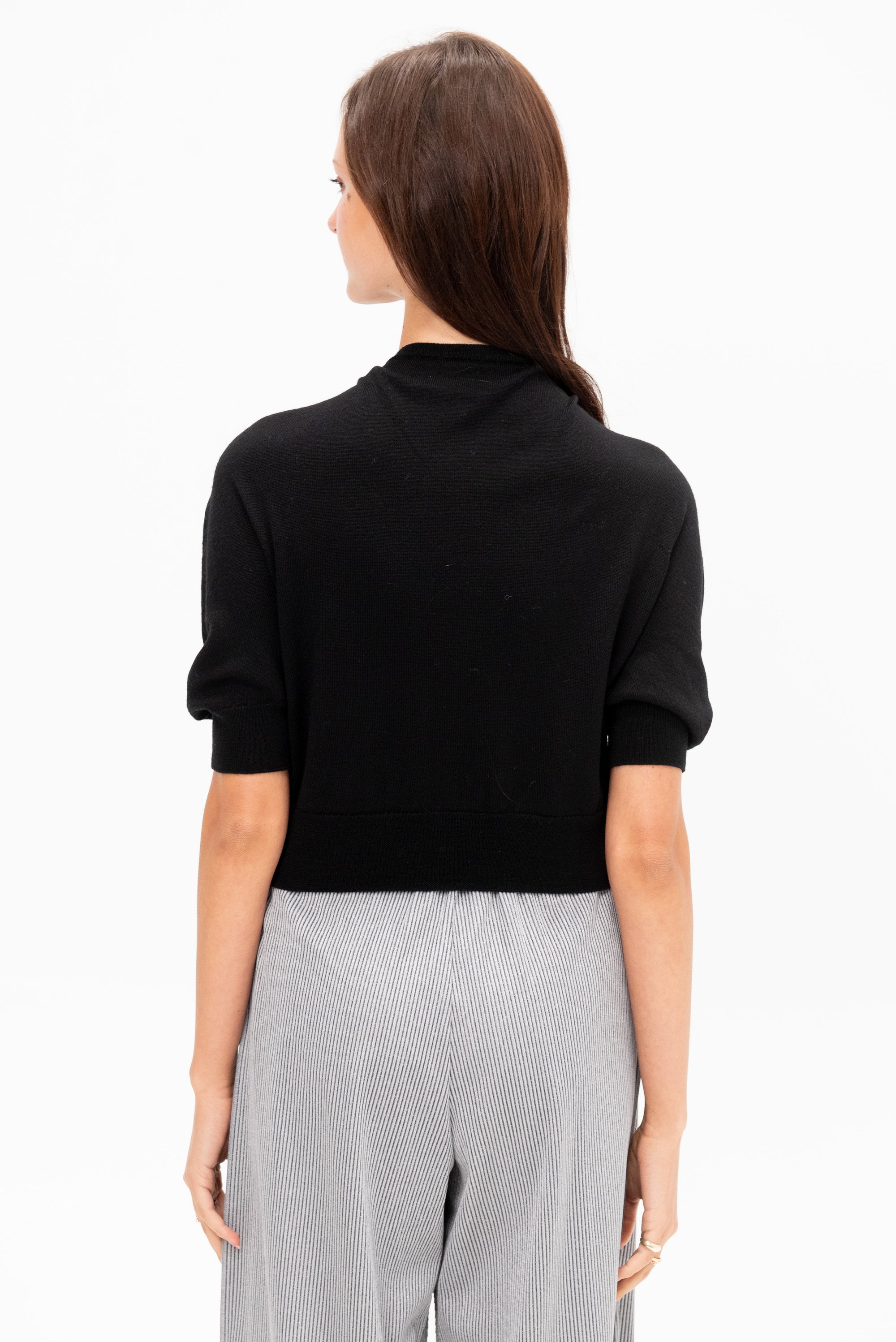 Four-Sleeved Wool Cardigan, Black