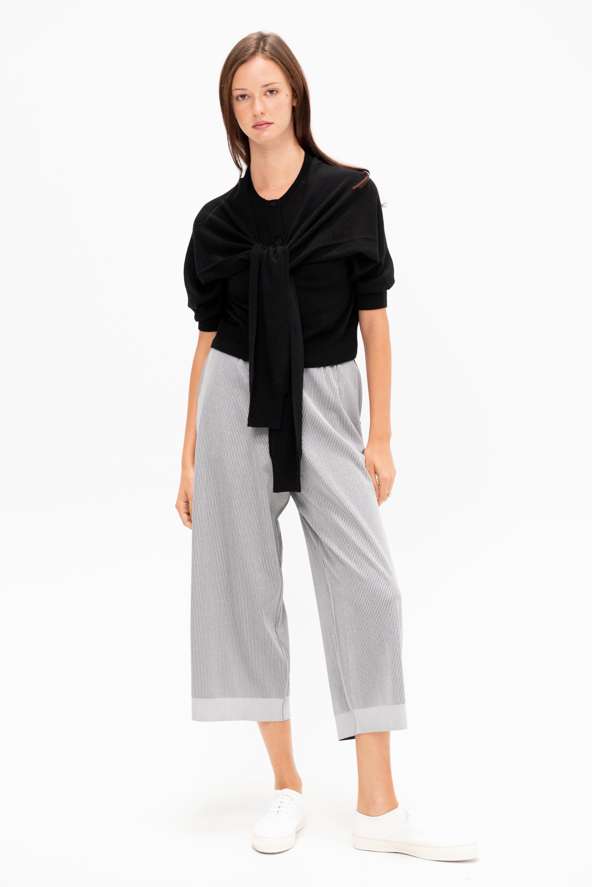Four-Sleeved Wool Cardigan, Black