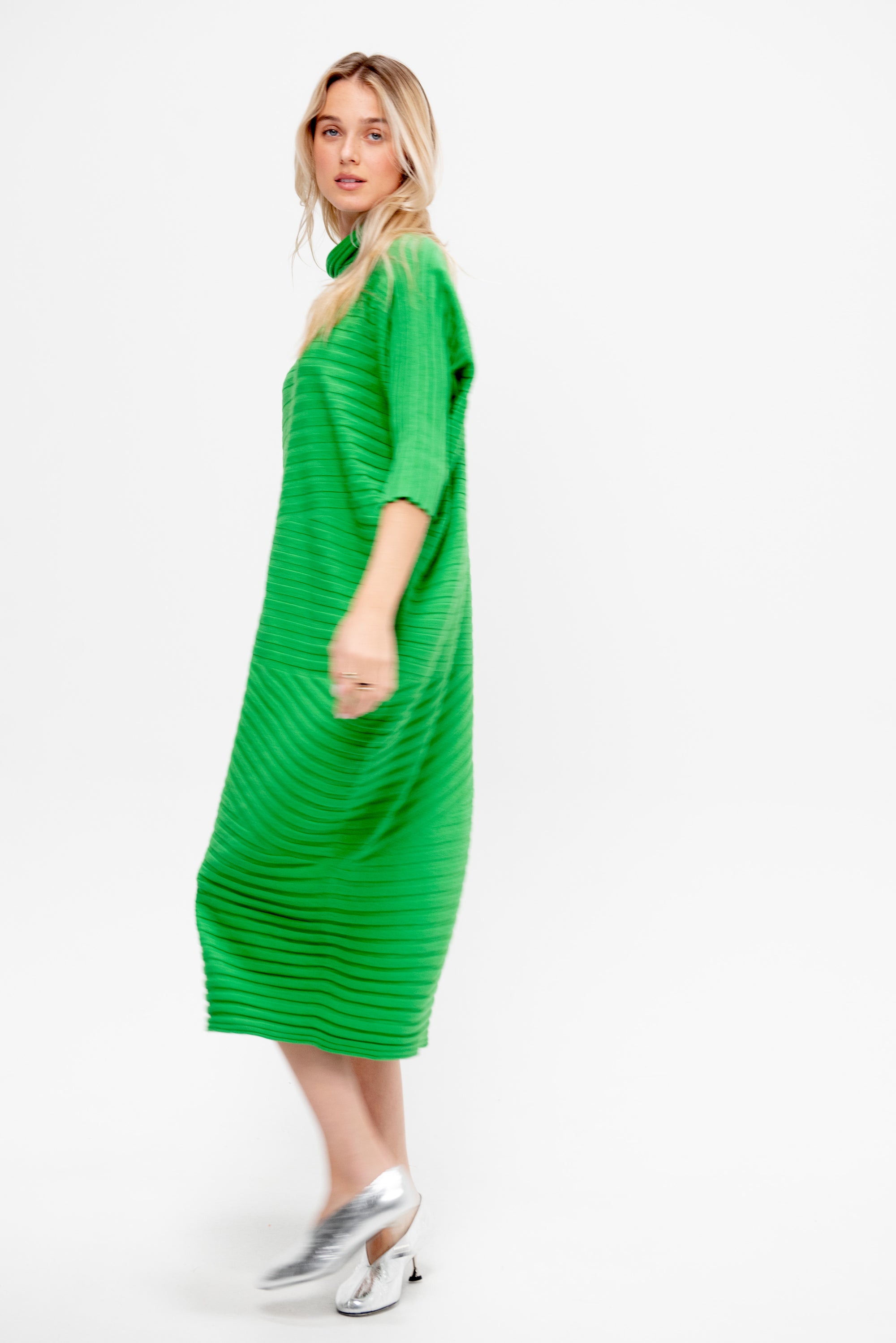 Cotton Cashmere Knit Dress, Green