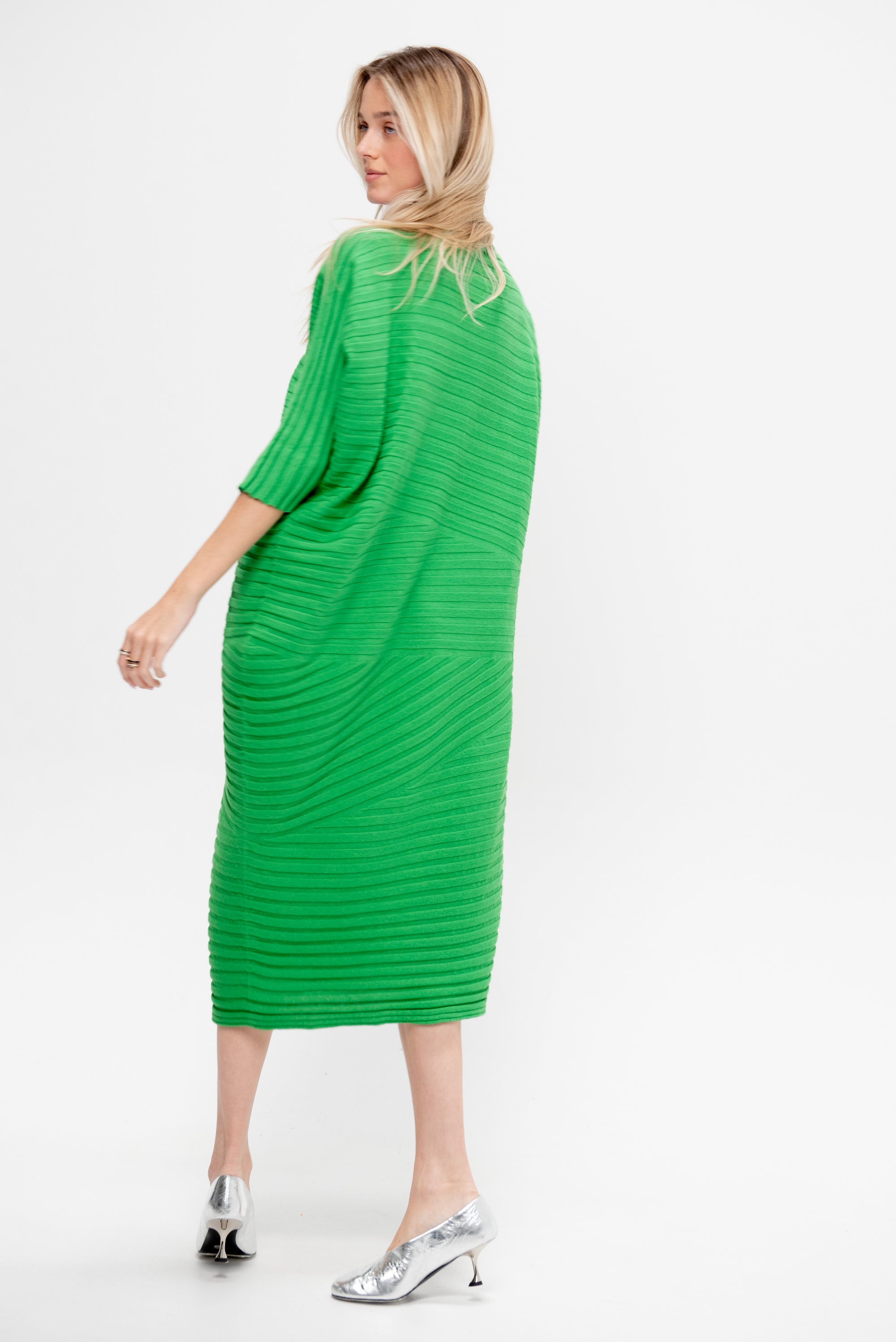 Cotton Cashmere Knit Dress, Green