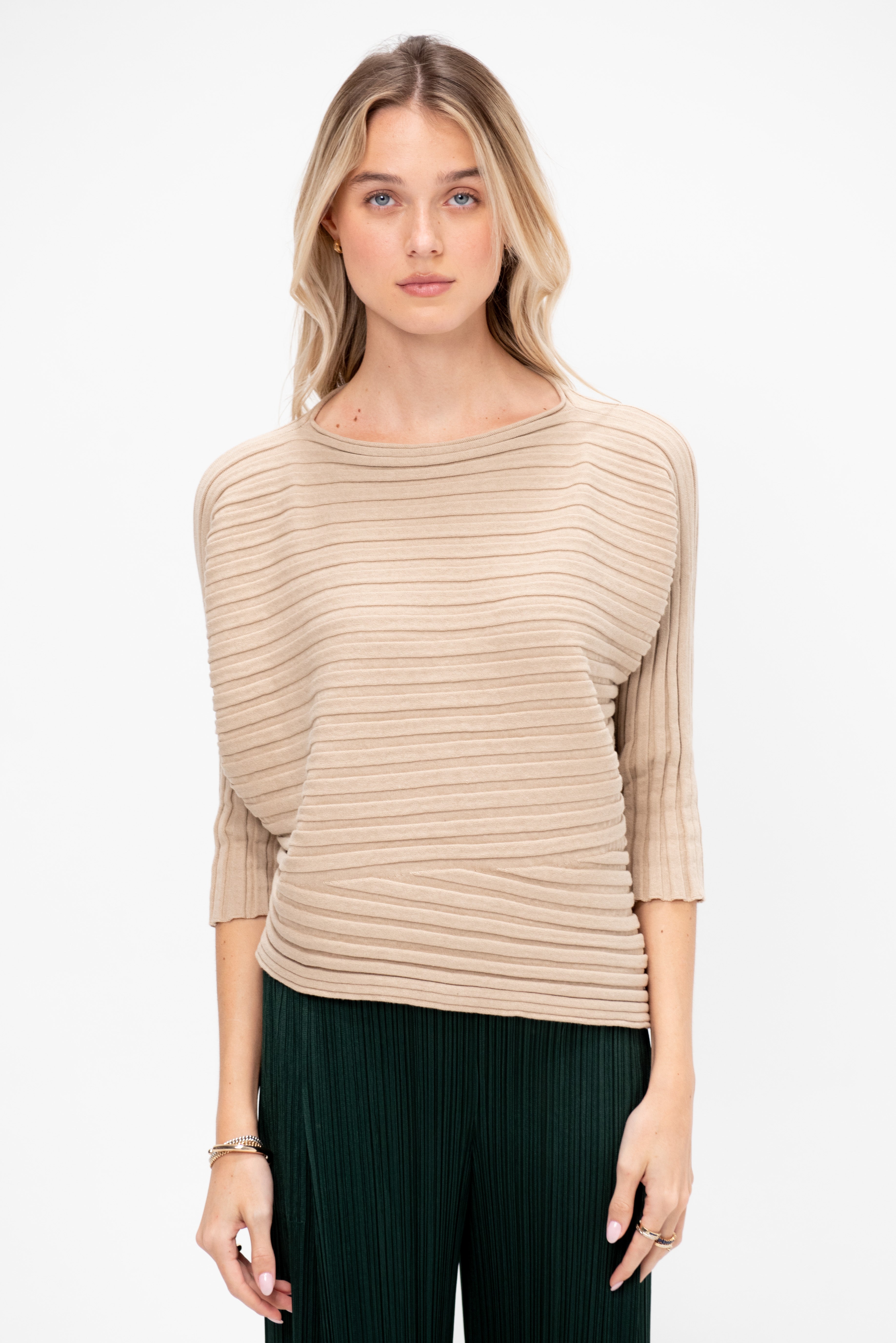 Issey Miyake Cotton Cashmere Knit Top, Beige – Kick Pleat