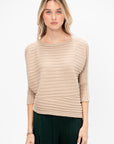 Cotton Cashmere Knit Top, Beige
