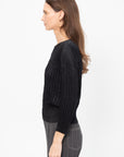 Suede Like Puff Pleats, Black