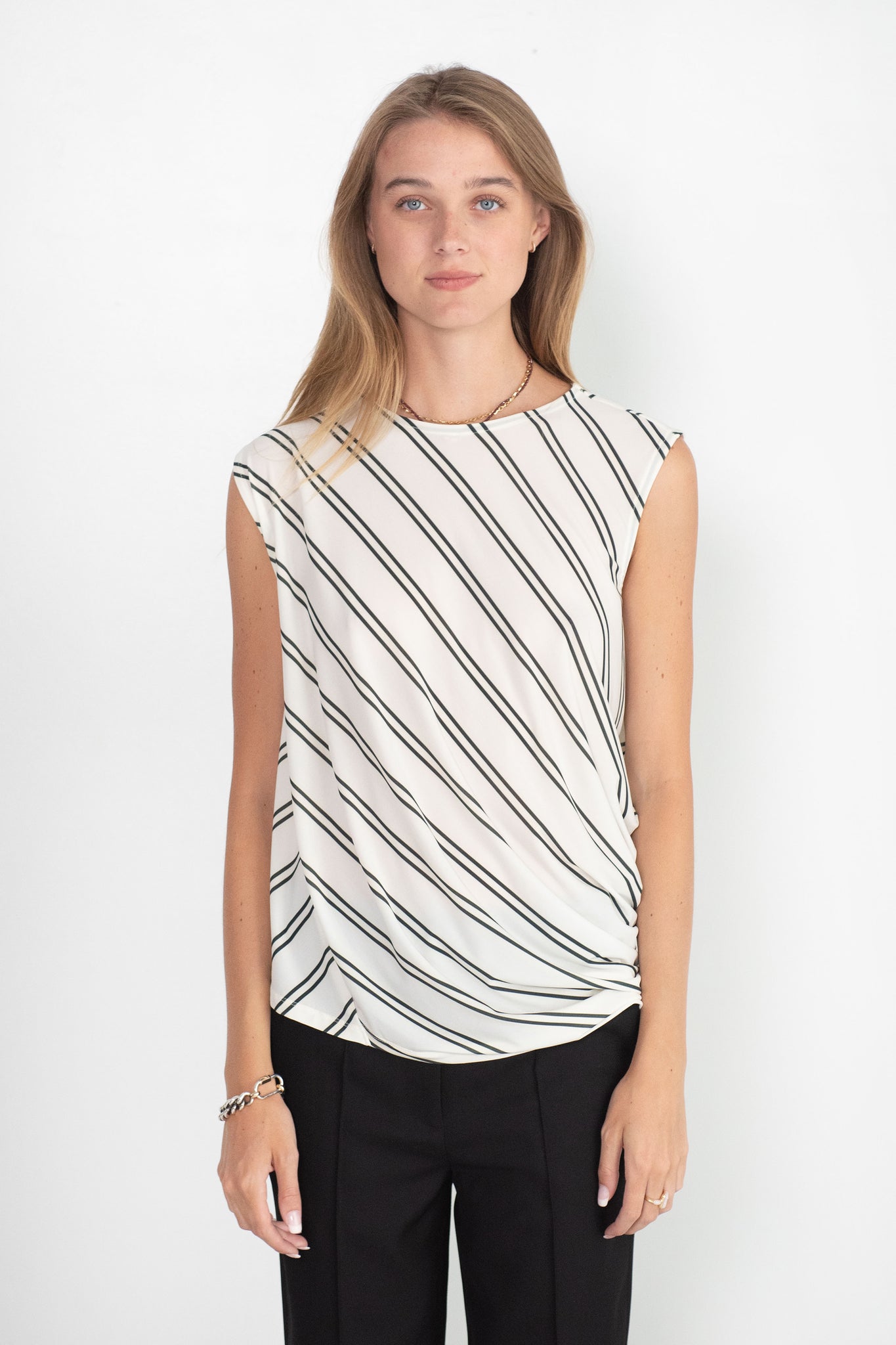 Issey Miyake - Stripe Drape Jersey Shirt, White