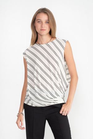 Issey Miyake - Stripe Drape Jersey Shirt, White