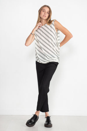 Issey Miyake - Stripe Drape Jersey Shirt, White