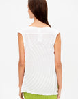 Paper Bag Pleats Top, White