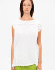Paper Bag Pleats Top, White