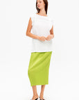 Paper Bag Pleats Top, White