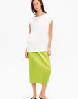 Paper Bag Pleats Top, White