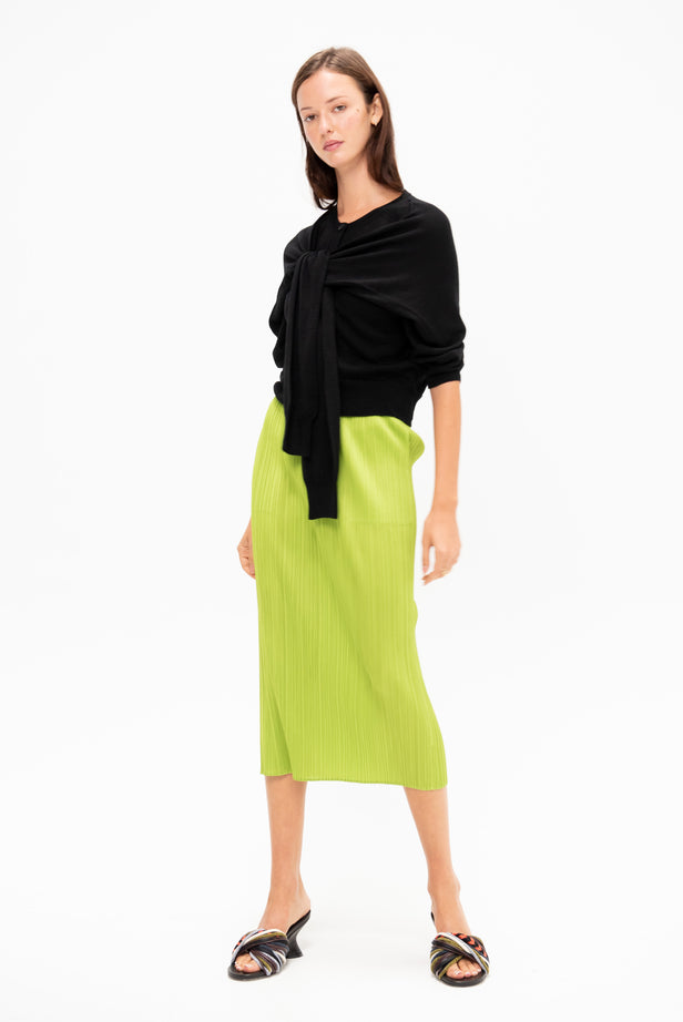 PLEATS PLEASE ISSEY  polyester Punching Design OrangePattern skirt PP83-JG576 green 2