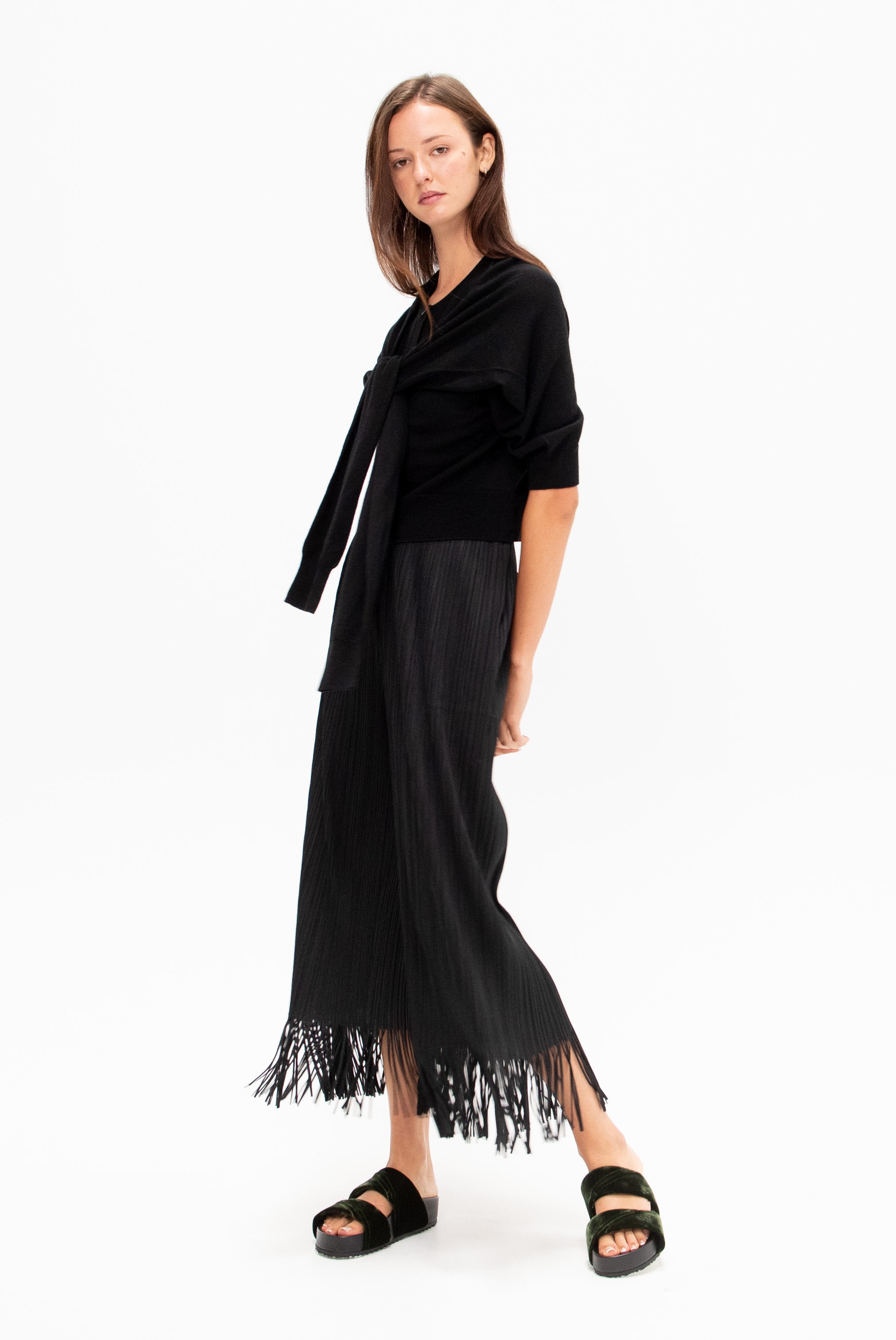 PLEATS PLEASE ブラック ワイドパンツ サイズ1 春秋用 Pleats Please by Issey Miyake Wave Pants, Black – Kick Pleat