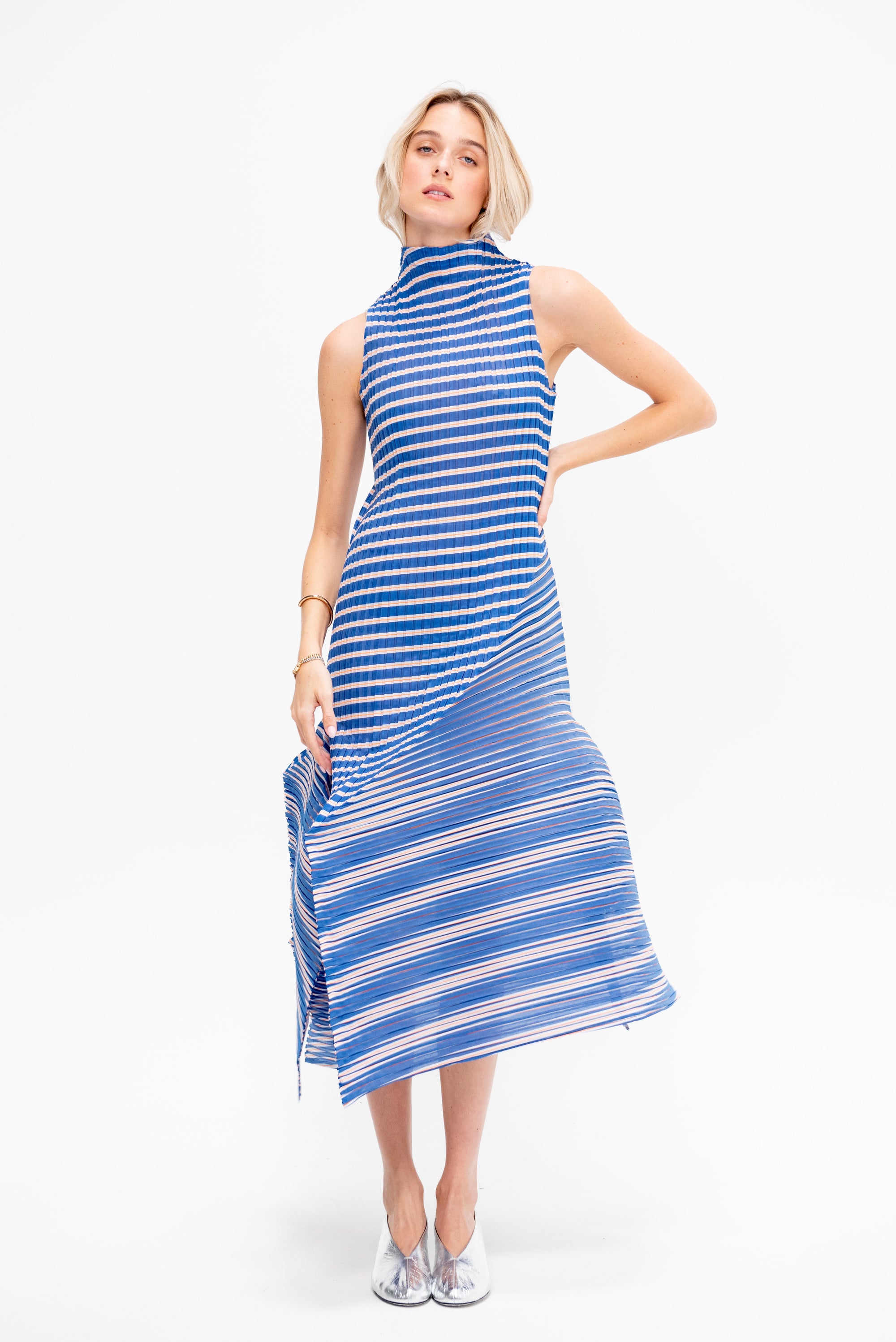 Generic Stripes - Machine Pleats, Blue-Hued