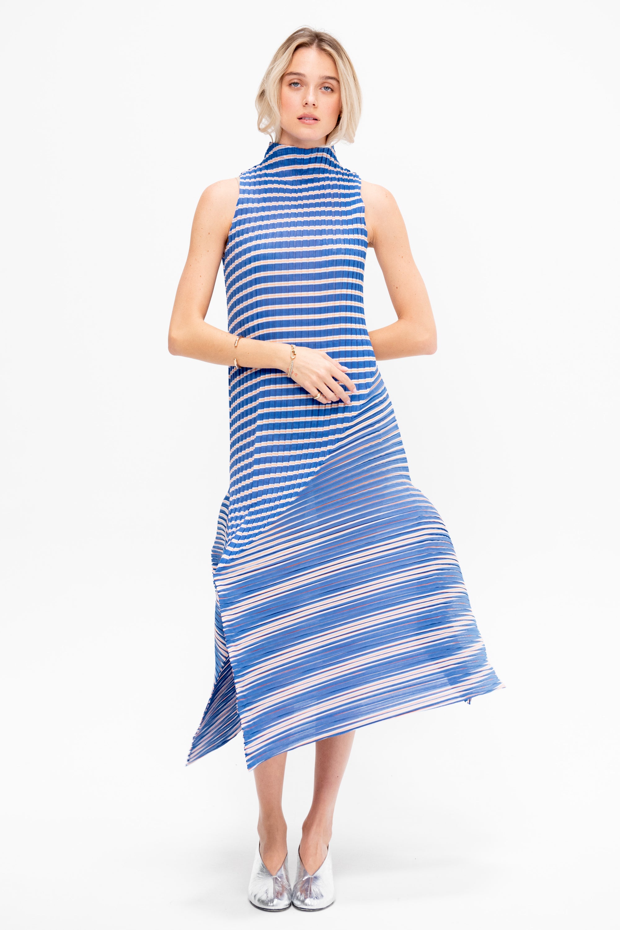 Generic Stripes - Machine Pleats, Blue-Hued