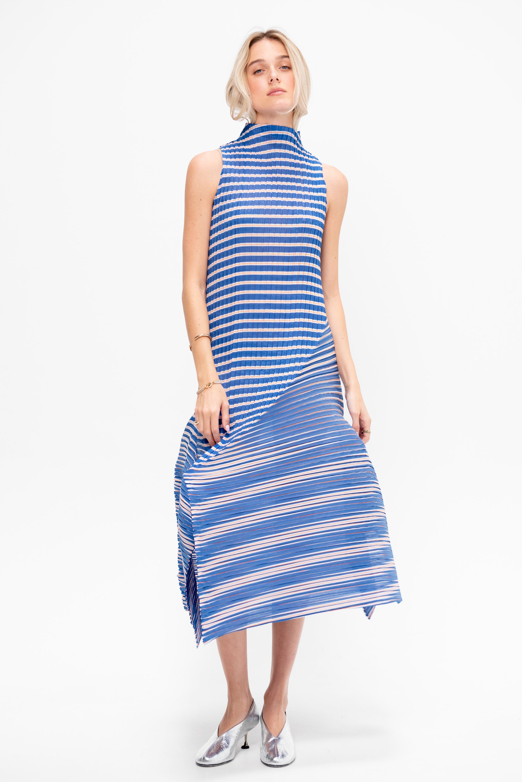 Generic Stripes - Machine Pleats, Blue-Hued