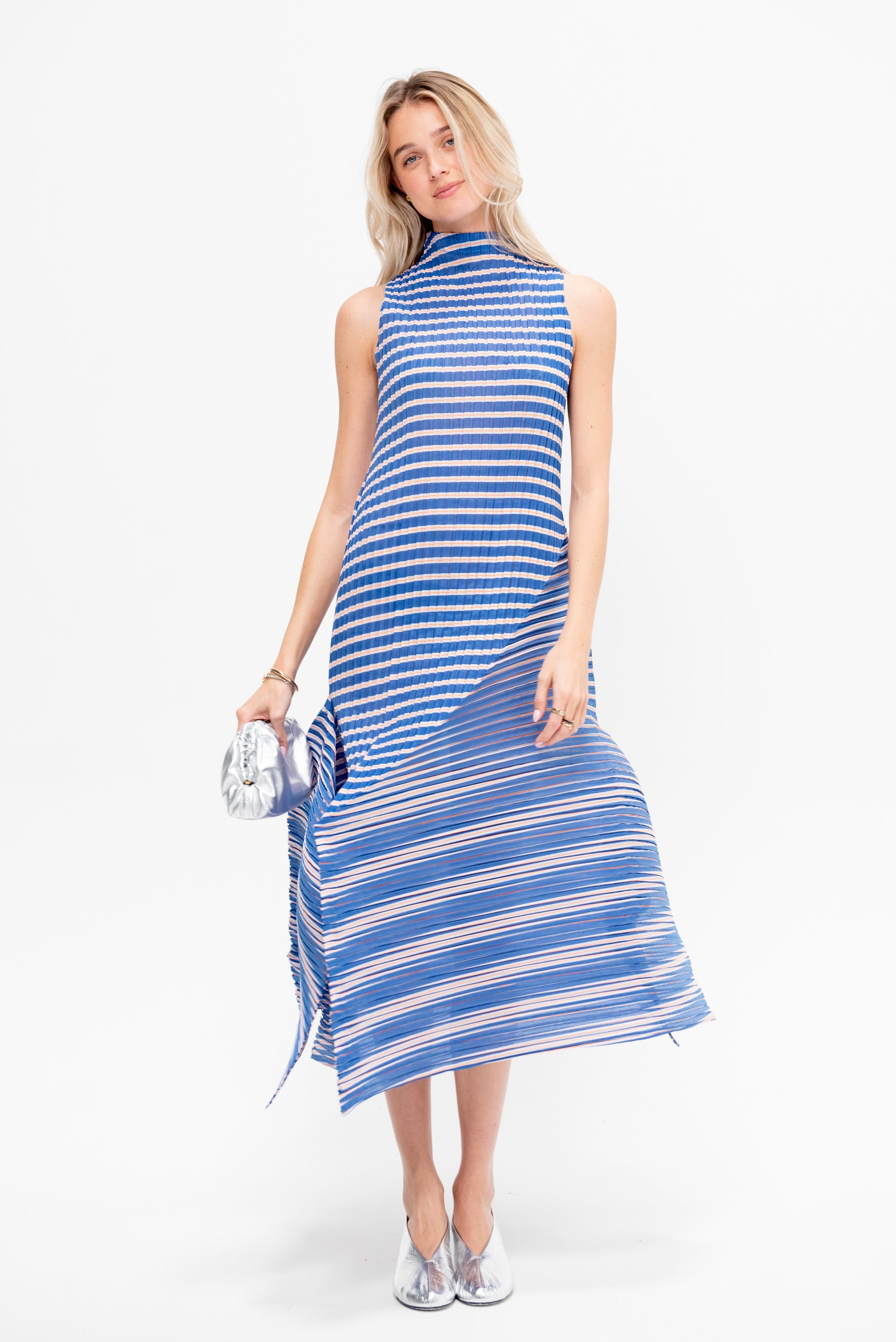 Generic Stripes - Machine Pleats, Blue-Hued