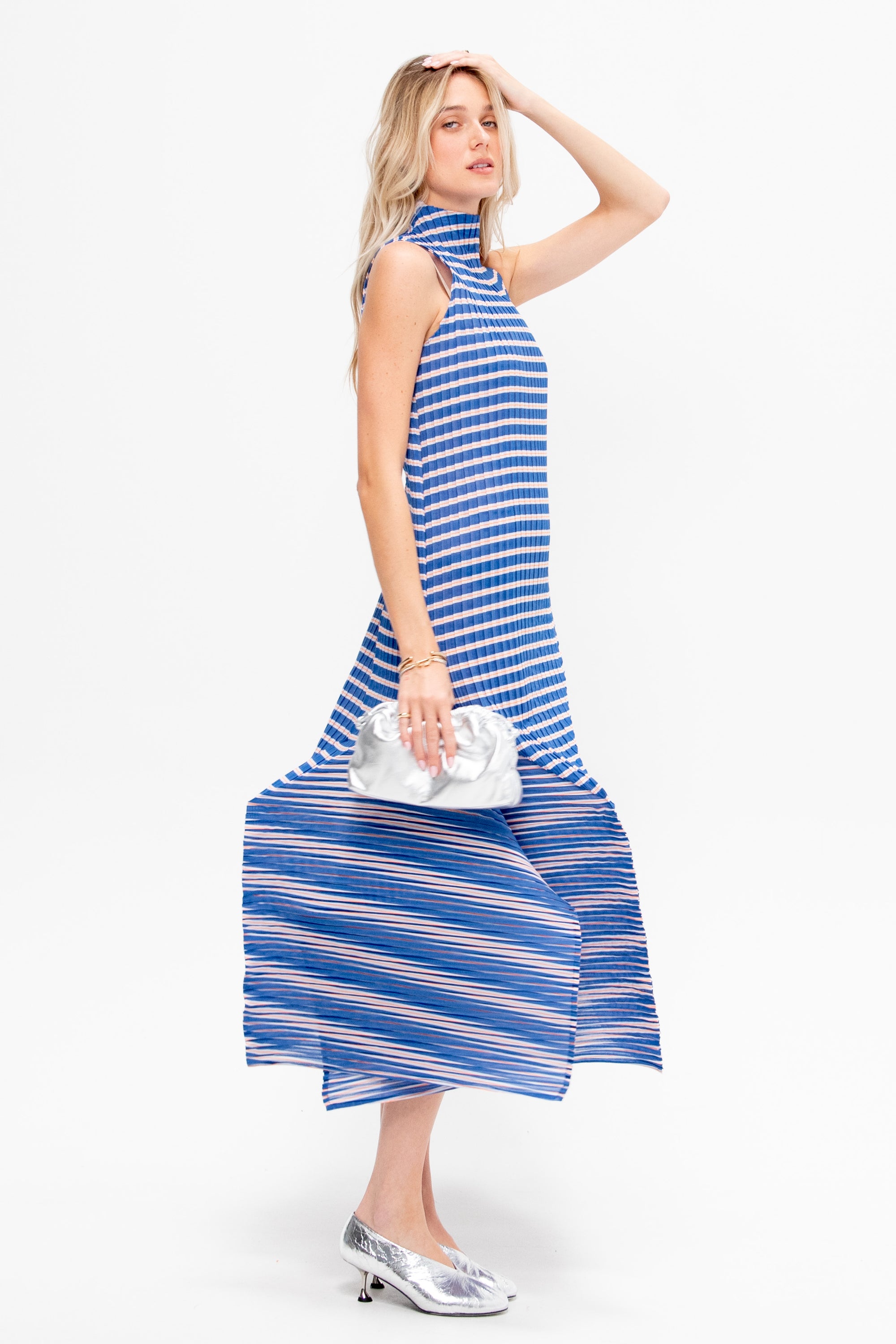Generic Stripes - Machine Pleats, Blue-Hued