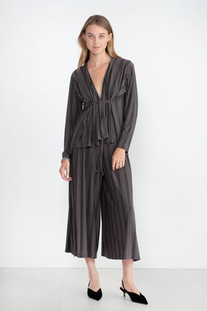 Issey Miyake - Stripe Drape Jersey Cardigan, Gray