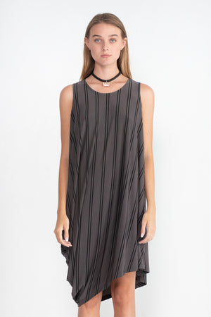 Issey Miyake - Stripe Drape Jersey Dress, Gray