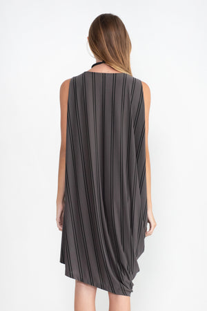 Issey Miyake - Stripe Drape Jersey Dress, Gray