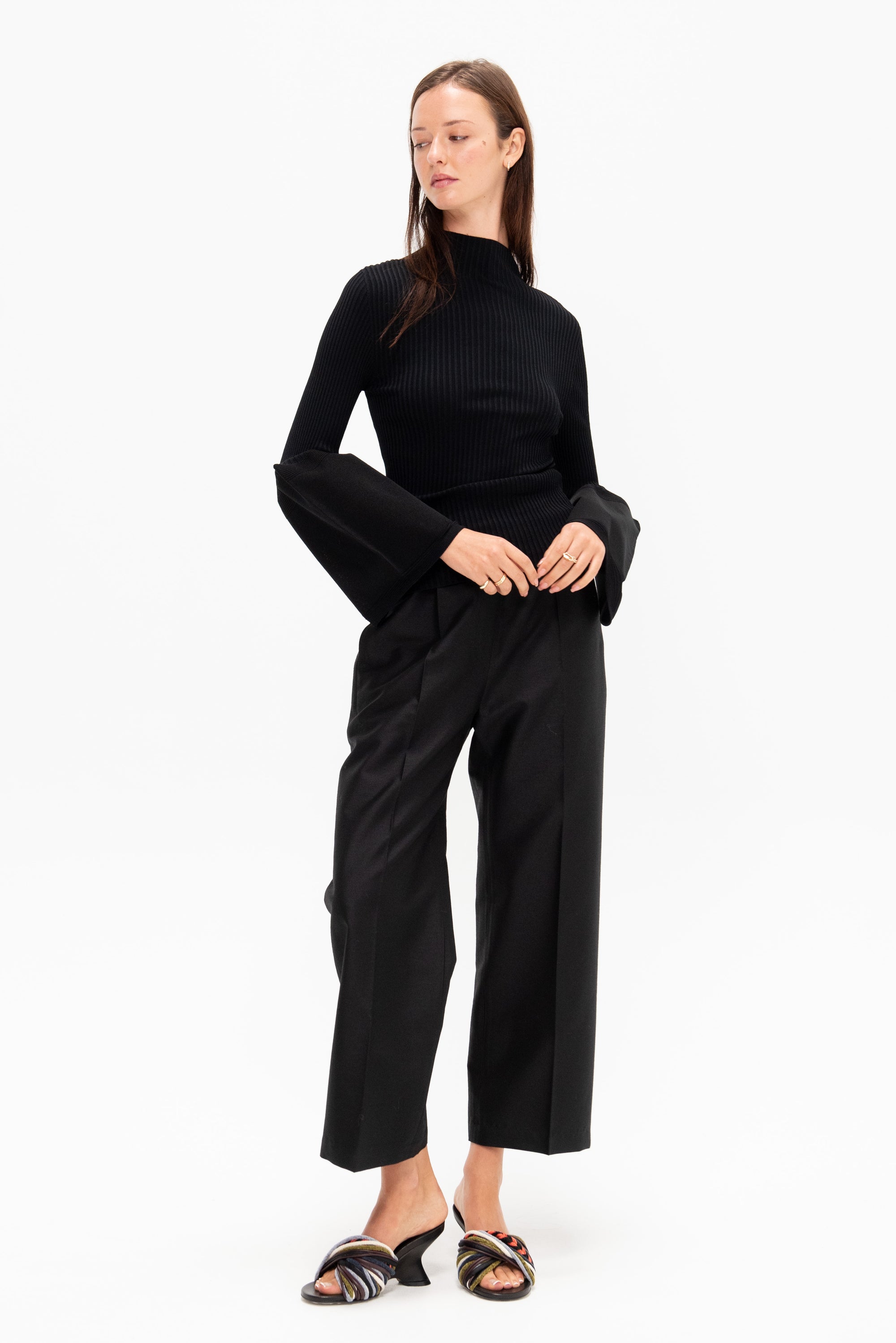Thin And Thick Knit Sweater, Black