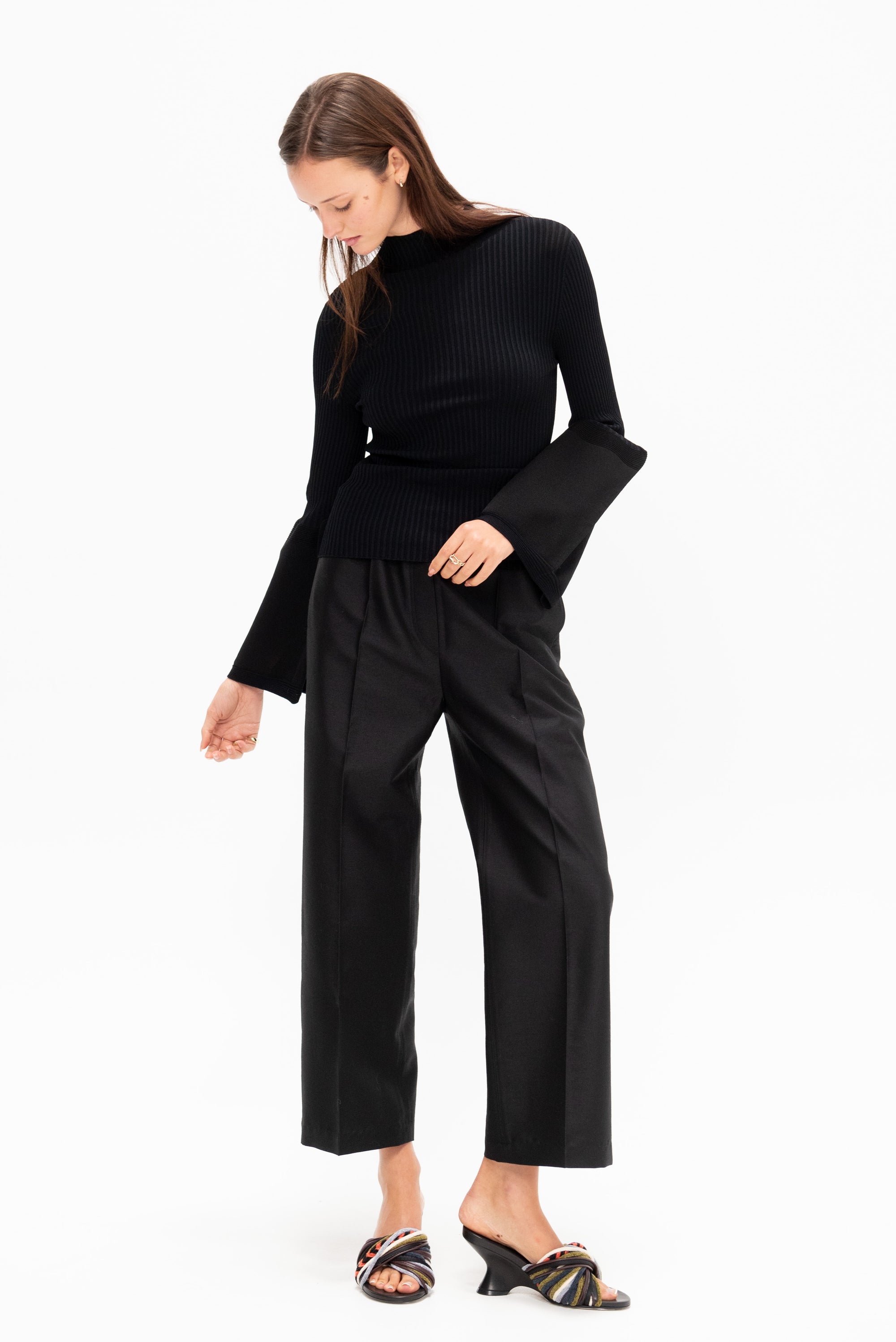 Thin And Thick Knit Sweater, Black