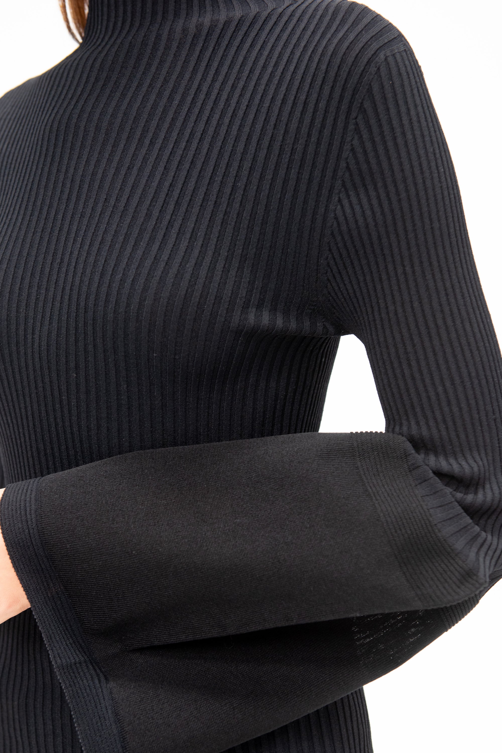 Thin And Thick Knit Sweater, Black