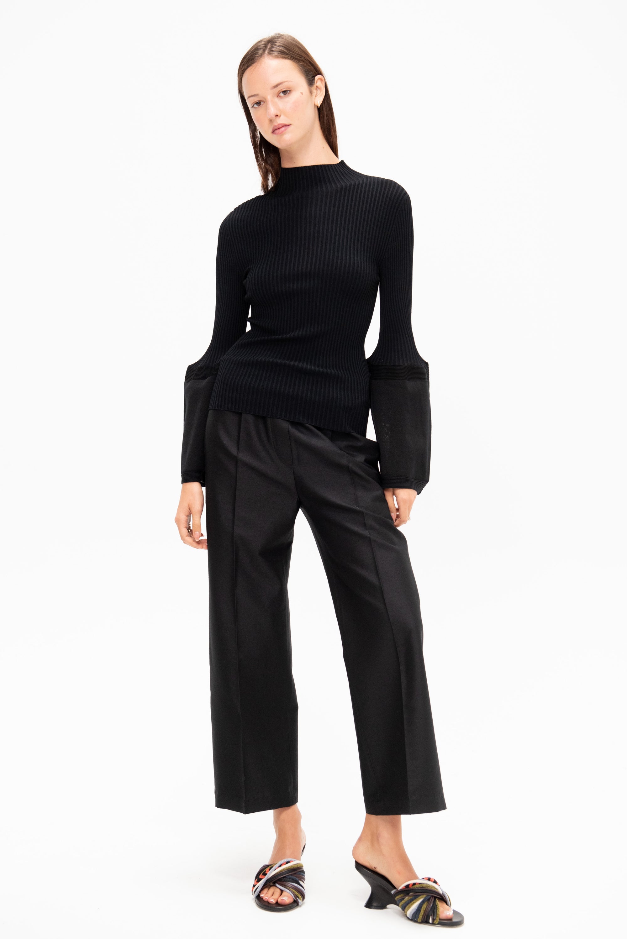 Thin And Thick Knit Sweater, Black