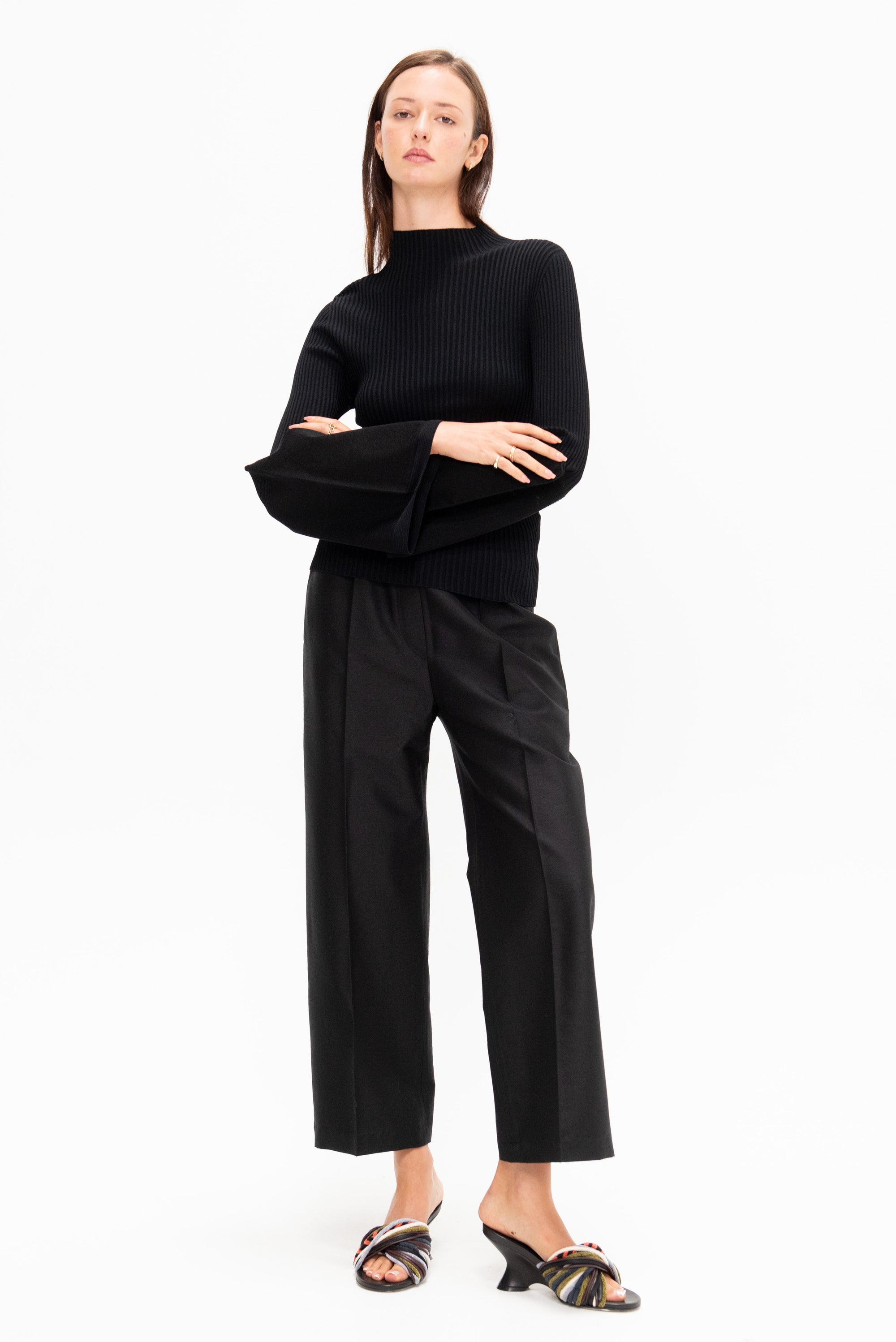 Thin And Thick Knit Sweater, Black