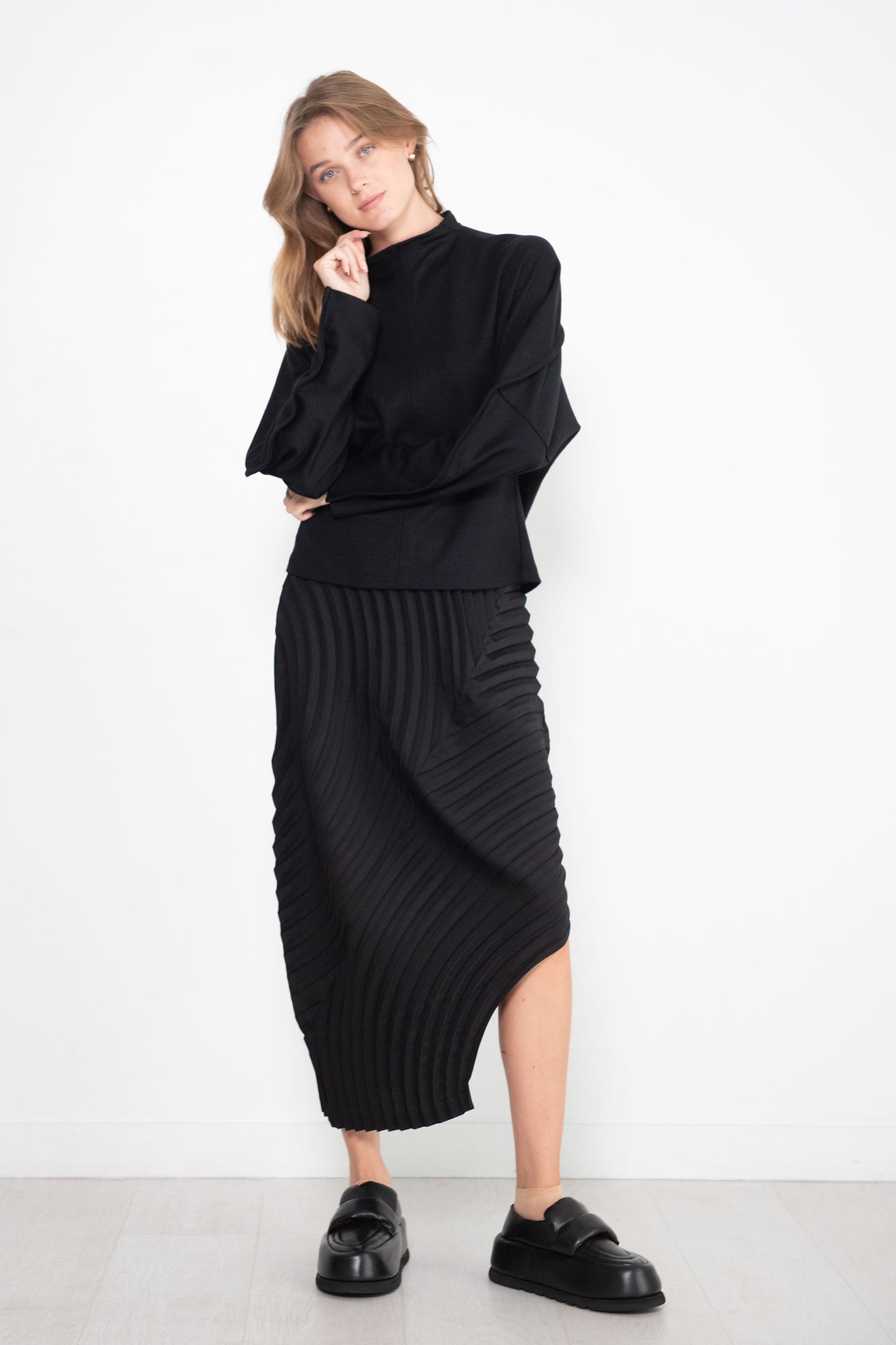 Issey Miyake - Tucked Wool Jersey Top, Black