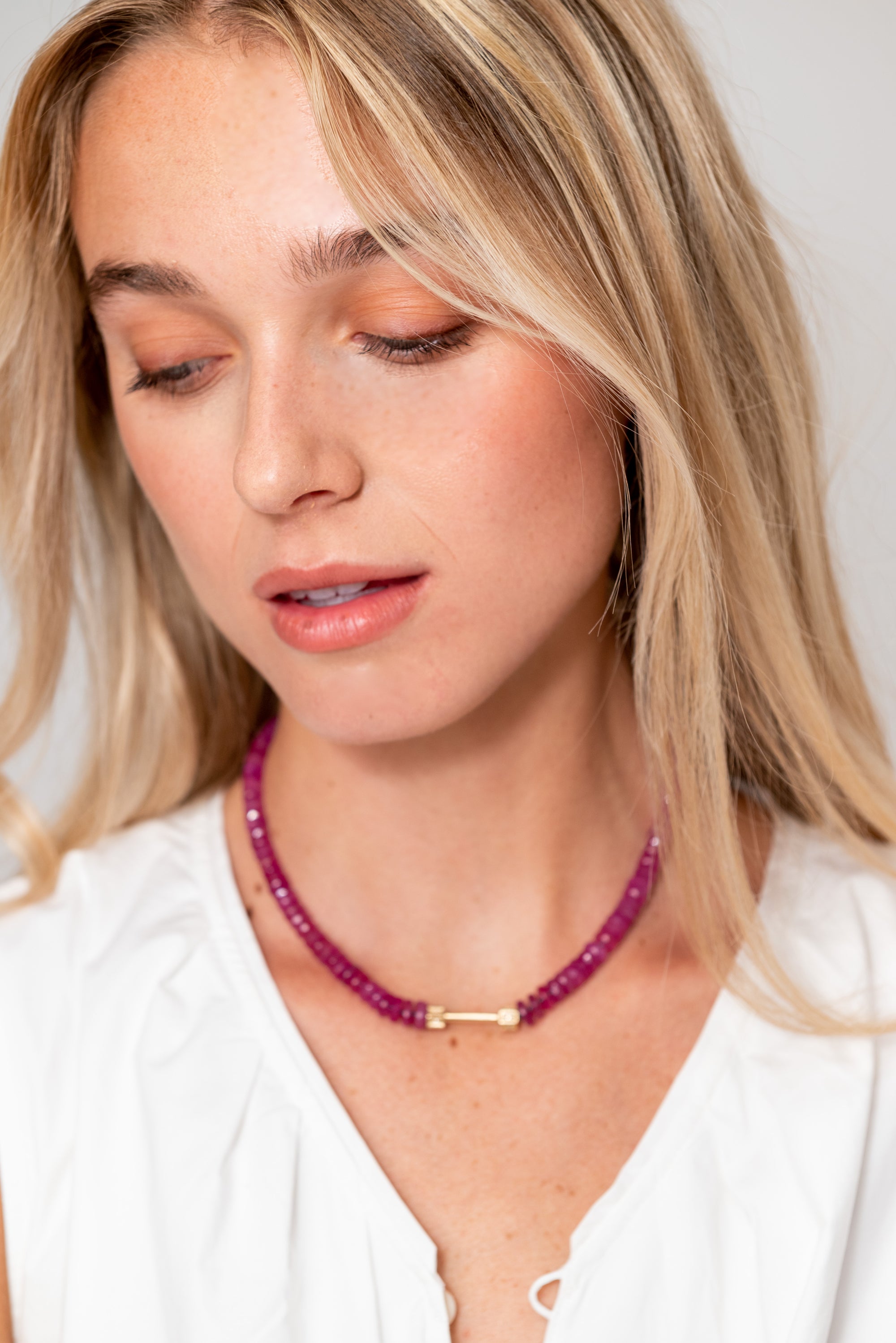 &quot;Bosfor&quot; Natural Ruby Strand, Ruby &amp; Yellow Gold