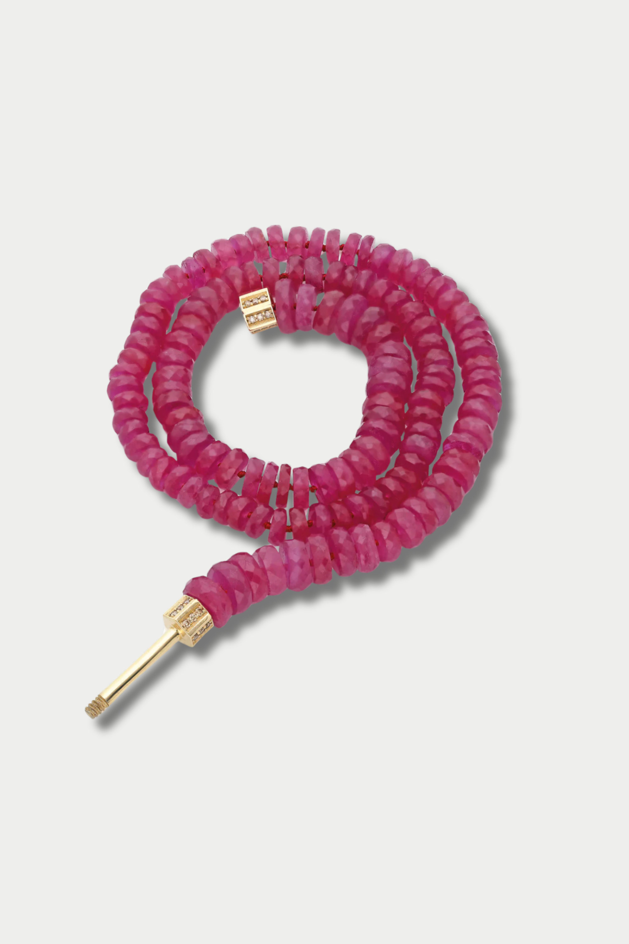 &quot;Bosfor&quot; Natural Ruby Strand, Ruby &amp; Yellow Gold