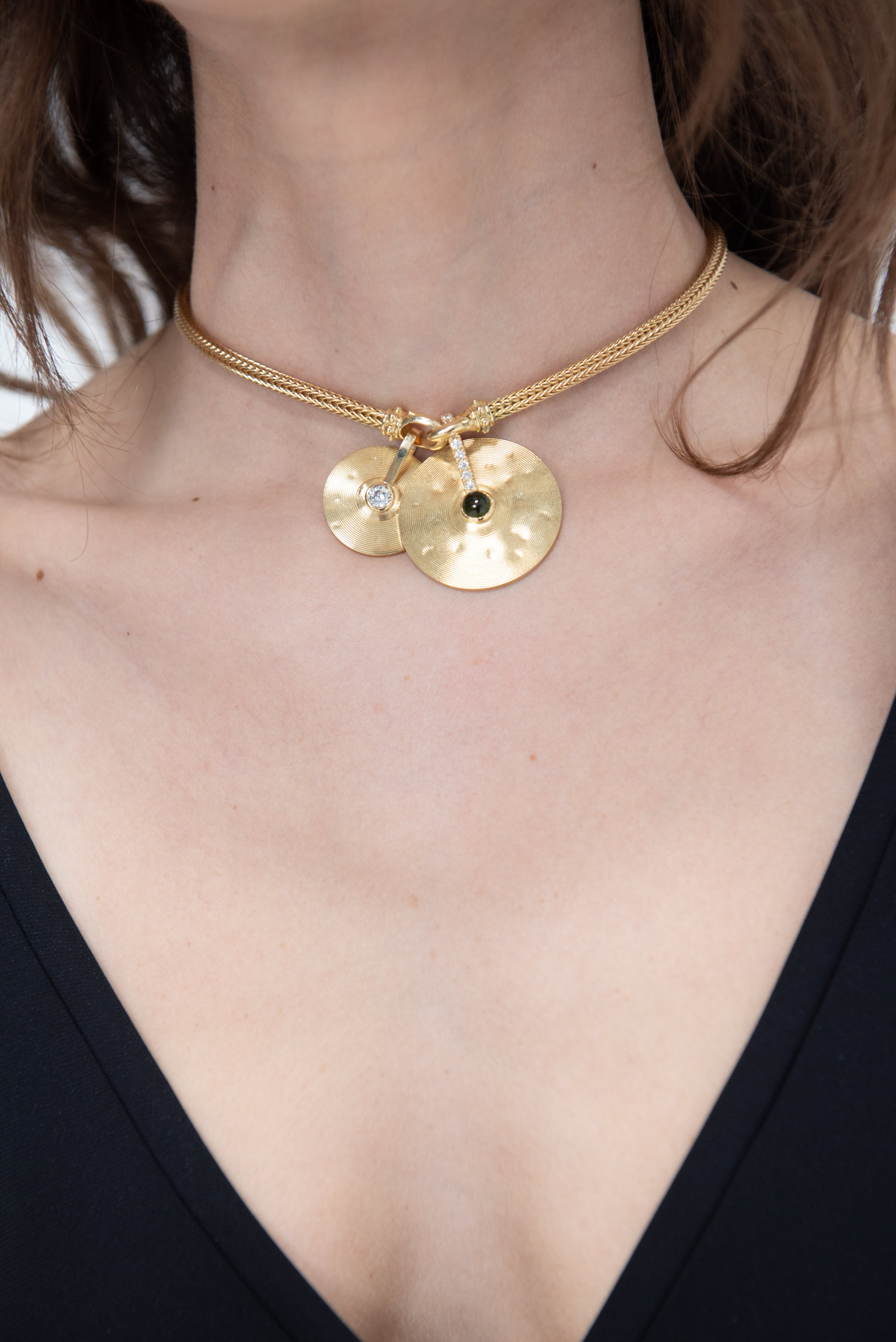 Cymbal Pendant- Small, Antique Diamond