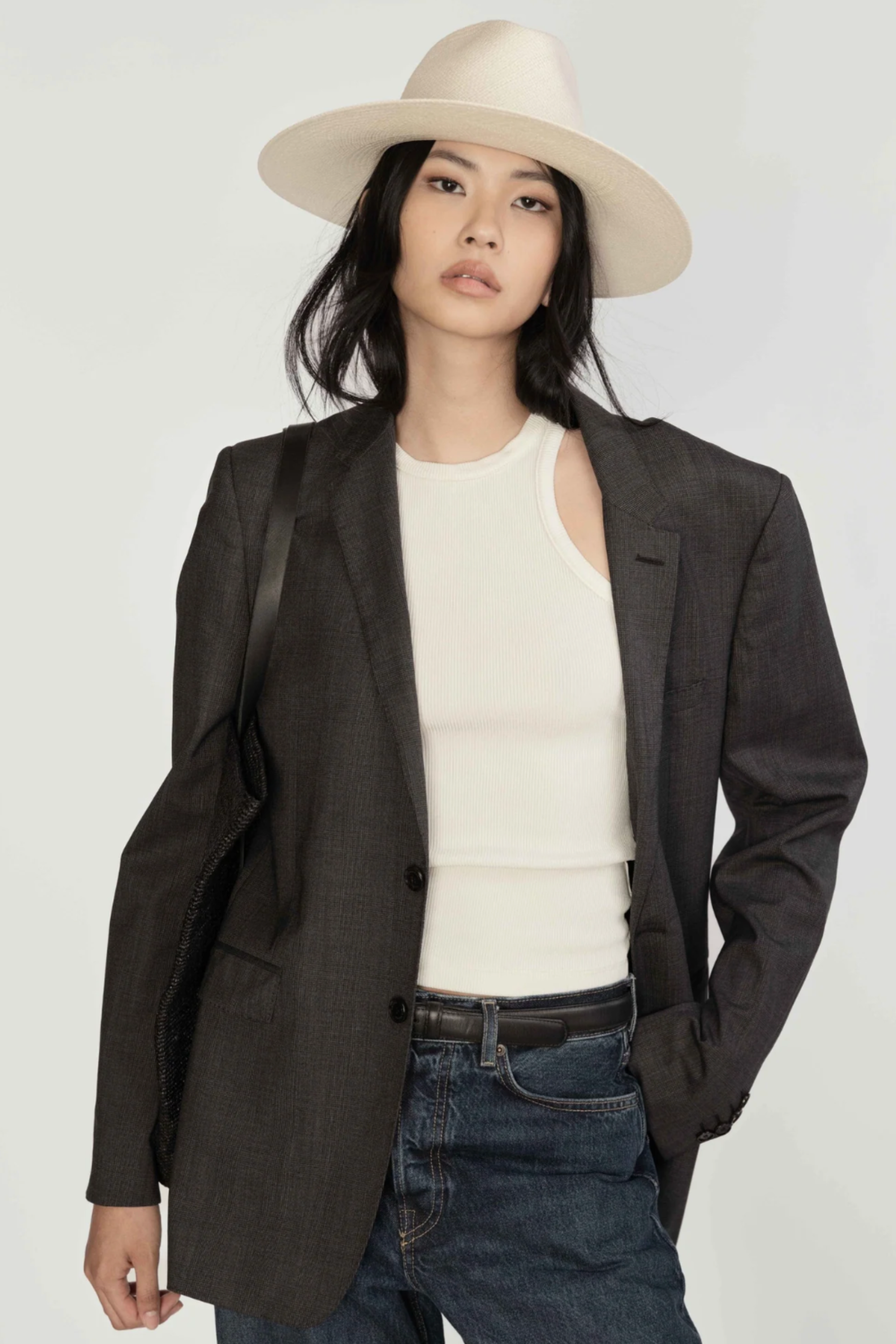 NWT Janessa Leone Rehab Otto Hat in Color Bleach Size Small $387 retail Otto Hat, Bleach – Kick Pleat main image 2