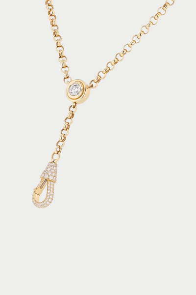 Small Diamond Hook Lariat Necklace, Yellow Gold – Kick Pleat