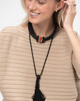 Trinity Tassel Necklace, Onyx