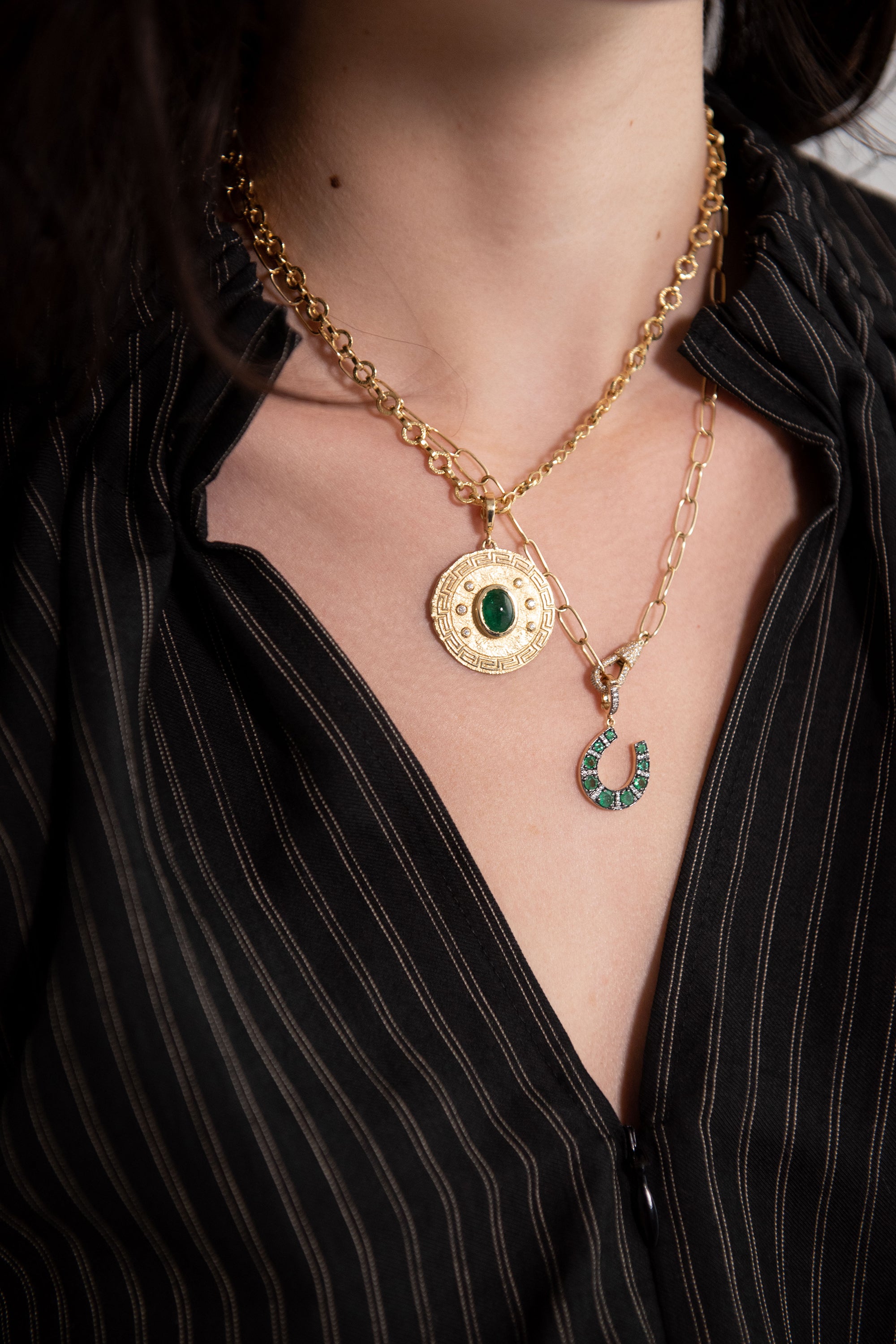 JOANNA DAHDAH - Horseshoe Pendant, Emerald