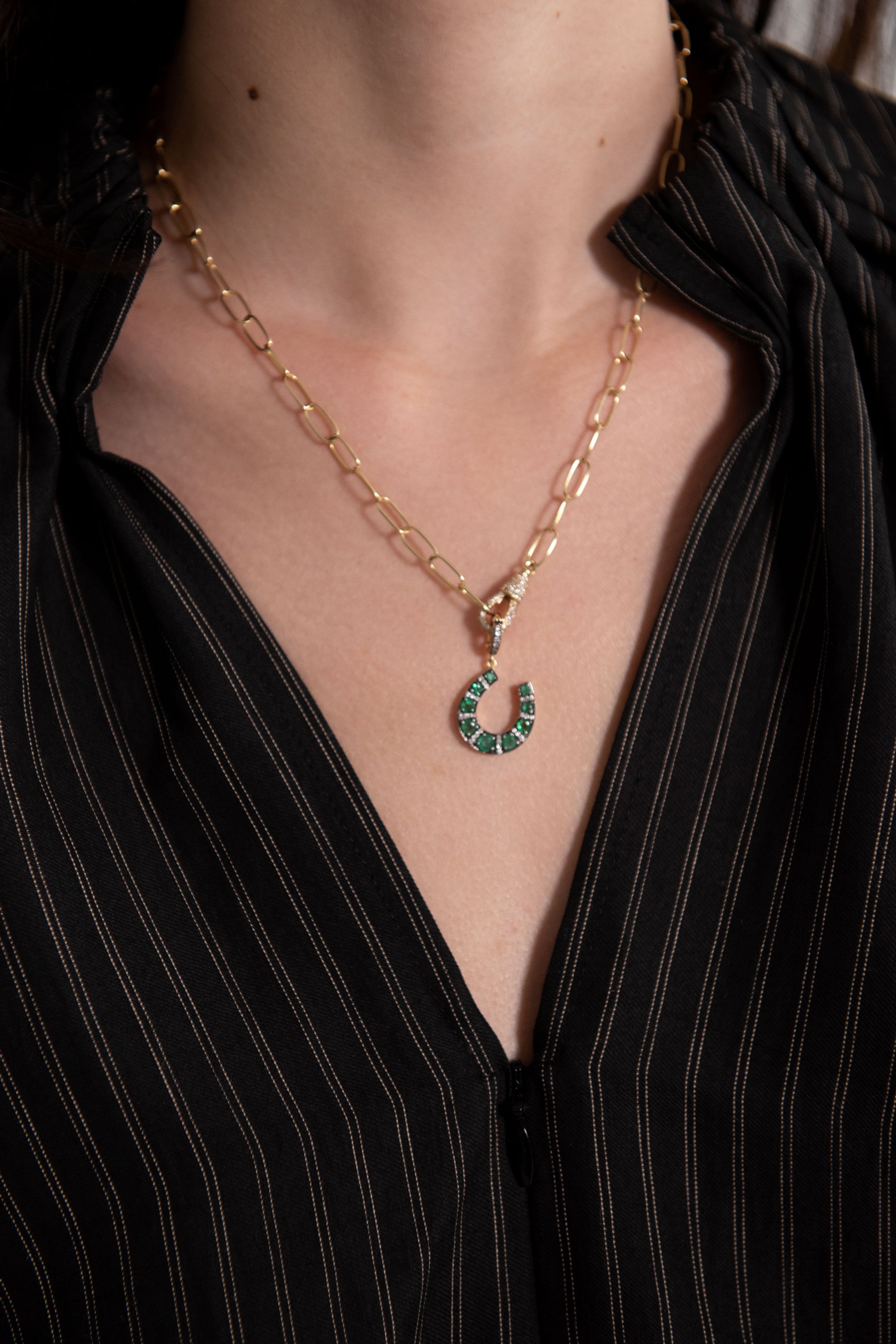 JOANNA DAHDAH - Horseshoe Pendant, Emerald