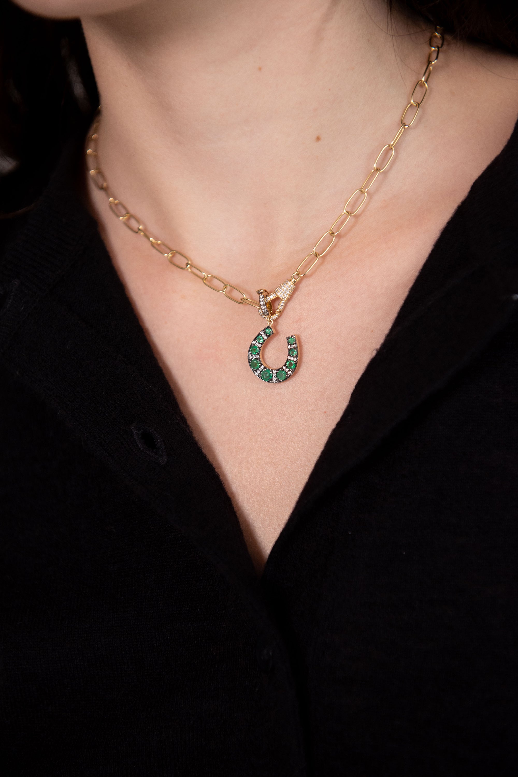 JOANNA DAHDAH - Horseshoe Pendant, Emerald