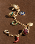 Multi Charm Bracelet, Yellow Gold