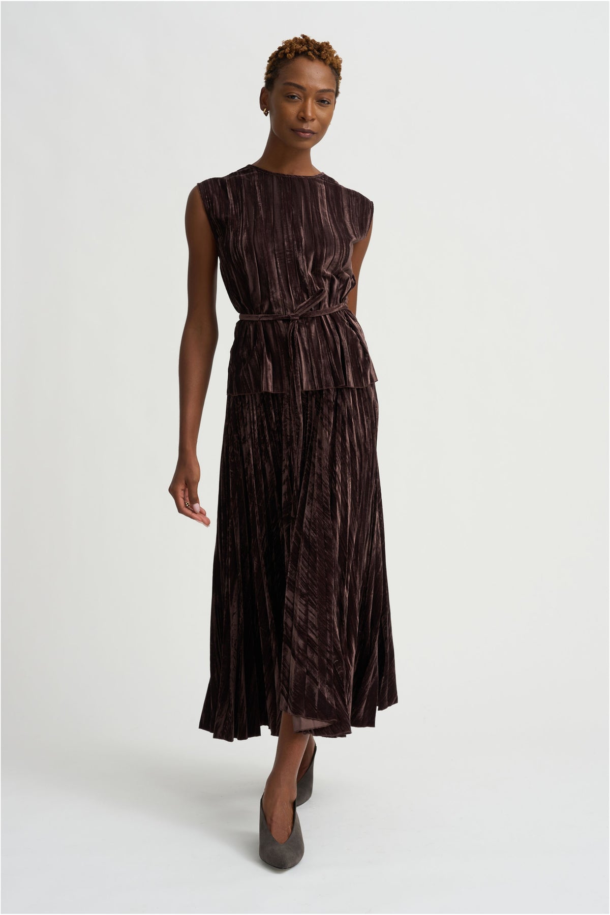 Lyra Top Crushed Velvet, Coffee