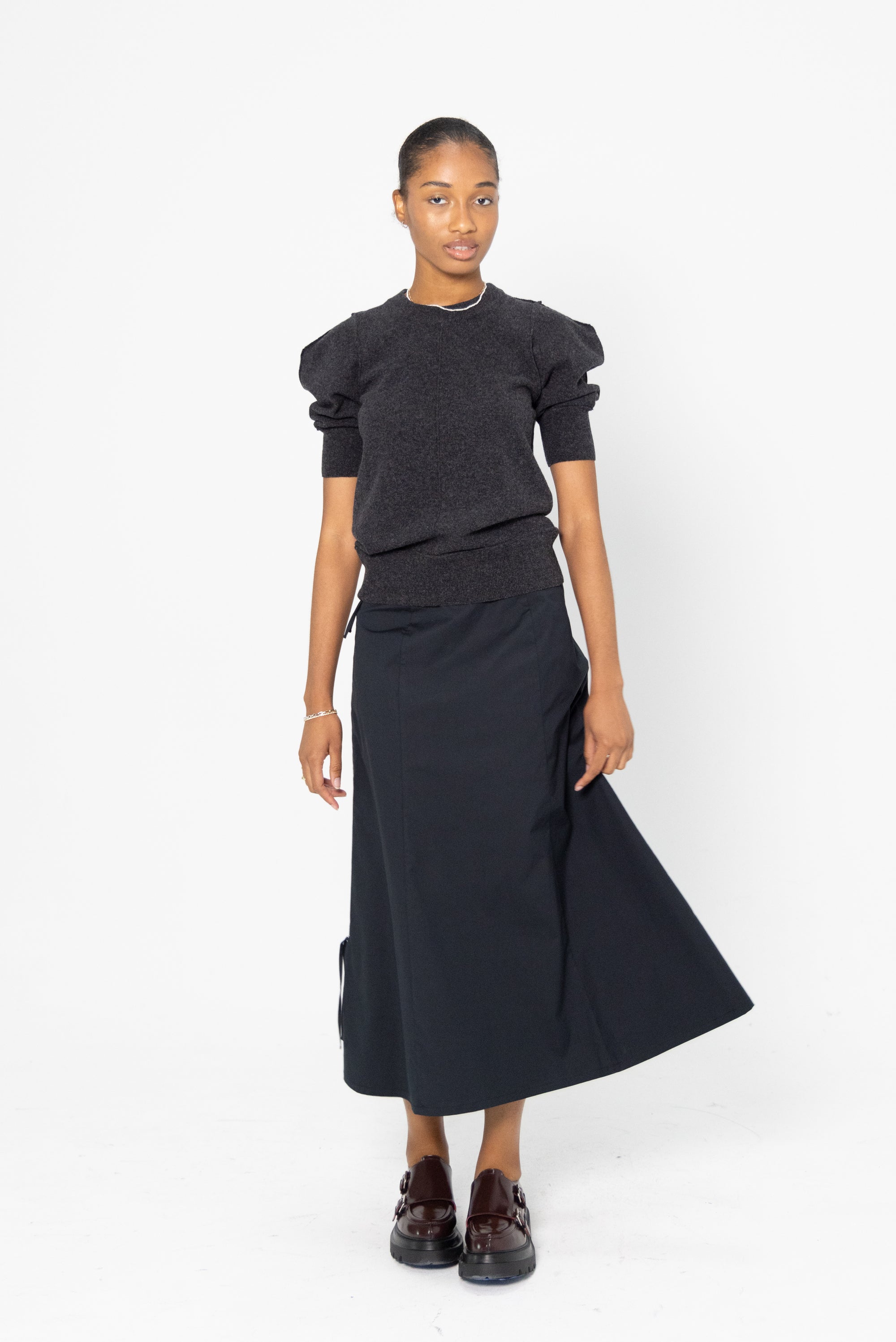 Shirt Sleeve Jumper in Antracite and Off White main image 0