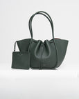 Large Ruched Tote, Bottle Green