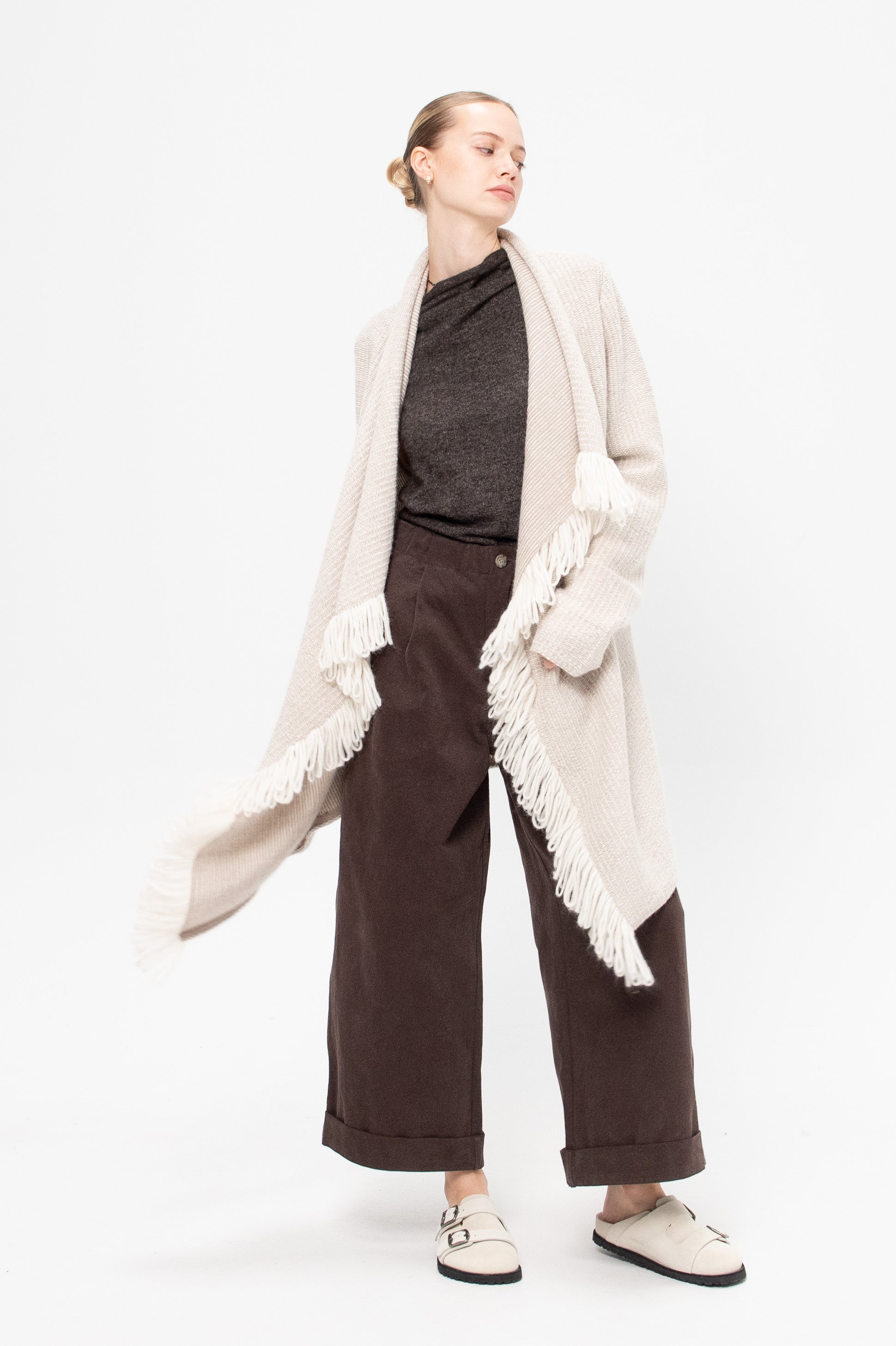 Knitweave Coat, Raw White
