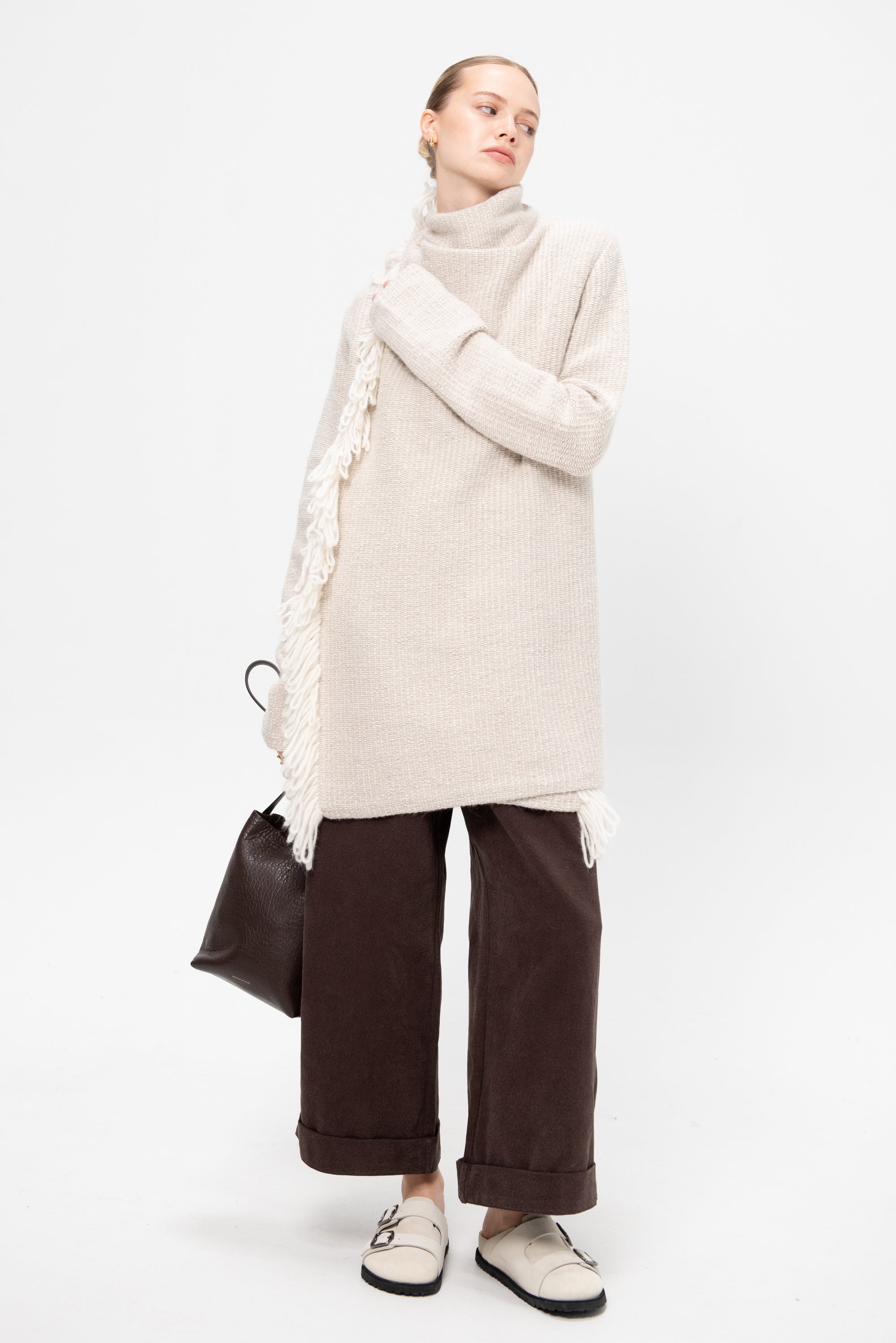 Knitweave Coat, Raw White