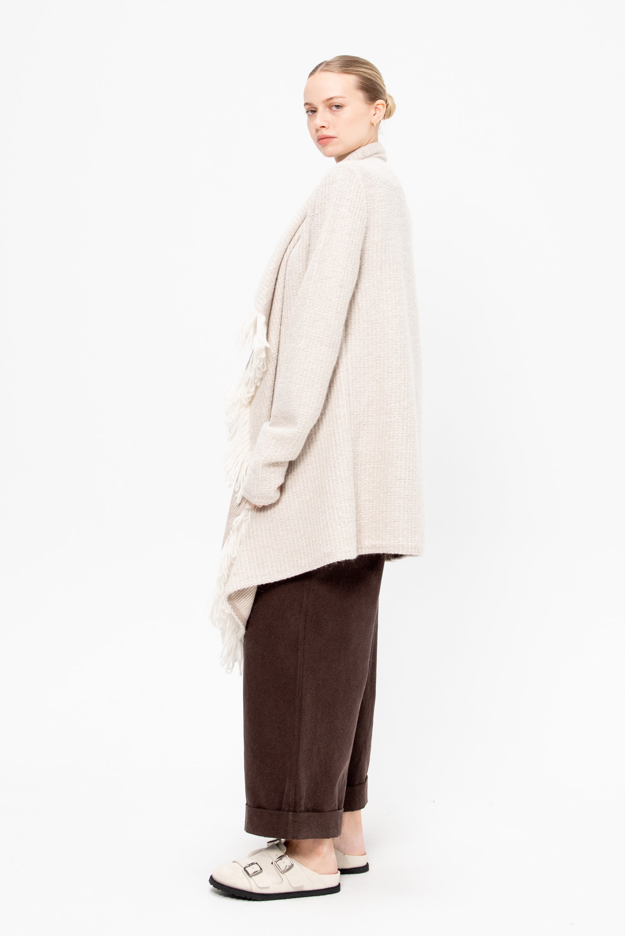 Knitweave Coat, Raw White